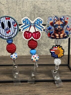 Patriotic Badge Reel Trio - Red, Blue & White